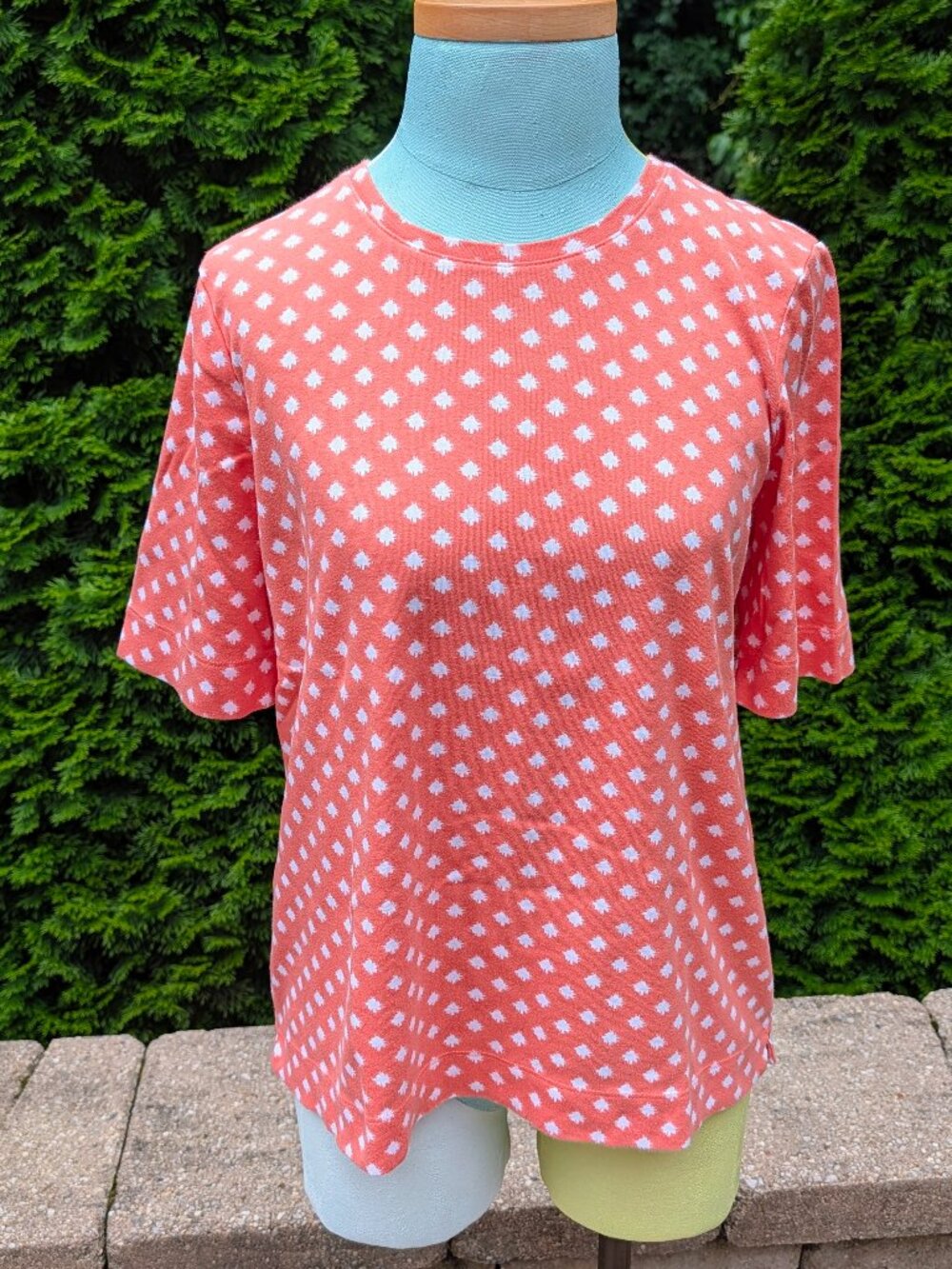 Chico's Orange & White Diamond Lattice Pattern Top - Size 2 (US L)